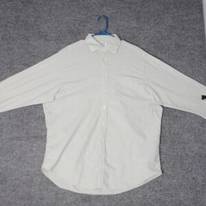 TM Lewin Shirt Mens 17.5 White Blue Green Check Brushed Cotton Regular Fit